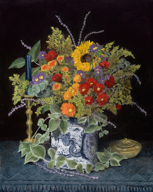 Flowers in Blue Pot